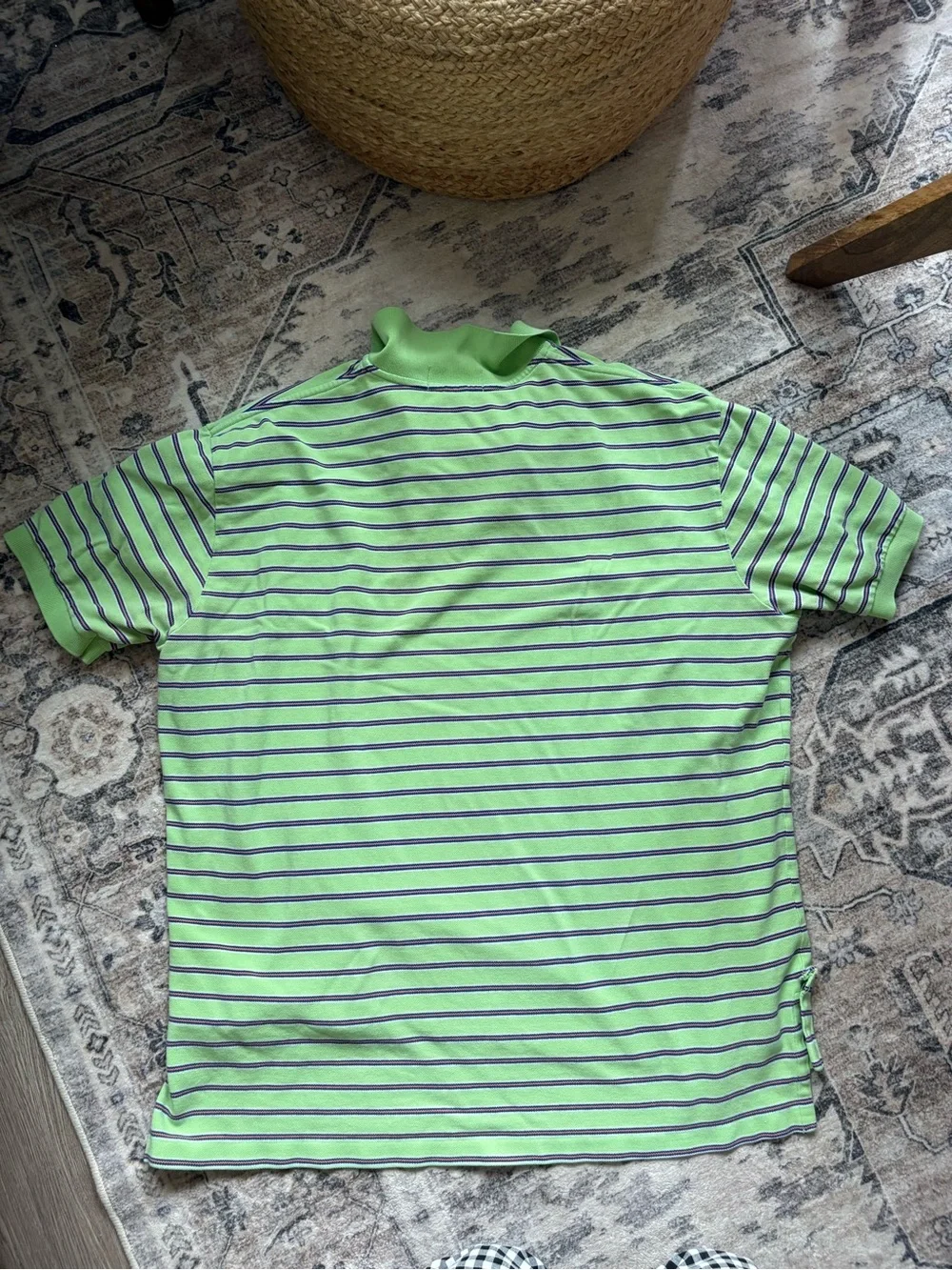 Vintage Y2K 90s Ralph Lauren green striped polo shirt Size XXL